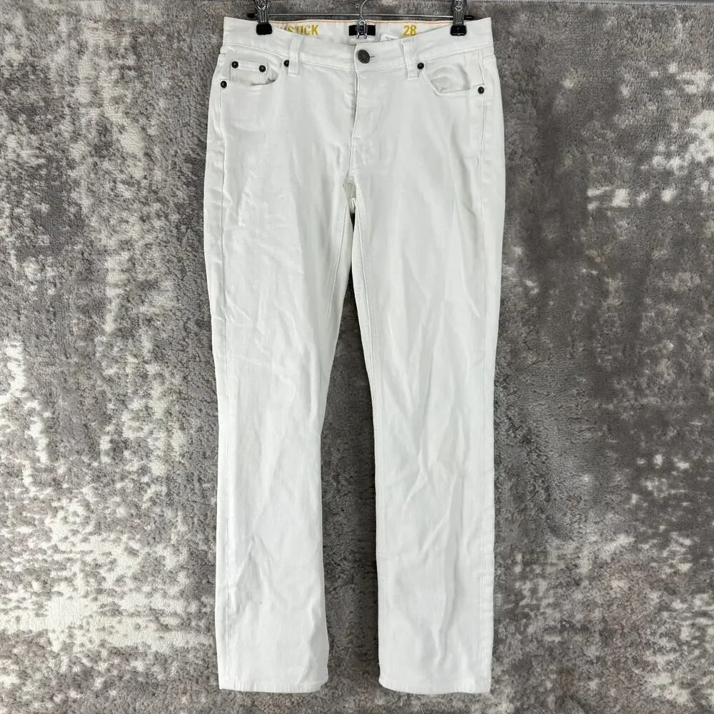 J Crew Size 28 Stretch Casual White Denim Jeans Pants Button Zip Pocket‎
